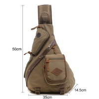 Multi Function Canvas Chest Bag Shoulder Messenger Crossby Bag - Khaki thumbnail