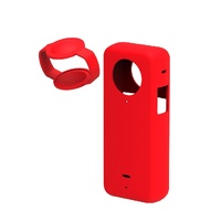 Silicone Protective Case with Lens Cover for Insta360 X3 - Red thumbnail