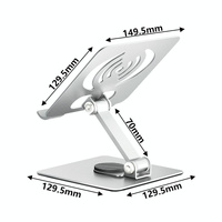 Foldable Rotating Laptop / Tablet Stand - Aluminum Alloy - Silver thumbnail