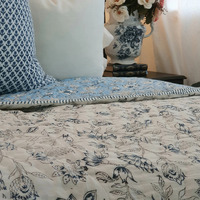Wild Flower Ocean Reversible Quilt - Blue (Size: King 228 cm x 274 cm) thumbnail
