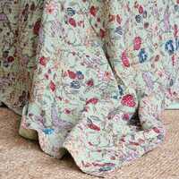 Green Berries Kantha Bedspread Coverlet - Green (King - 228 cm x 274 cm) thumbnail