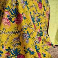 Mustard Peony Kantha Bedspread Coverlet - Mustard (King - 228 cm x 274 cm) thumbnail