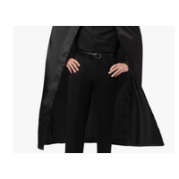 Black Adult Cape Costume Halloween Cloak Bandit Vampire Witch Wizard Fancy Dress thumbnail