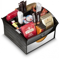 CEP Deluxe Tea Coffee Storage Home Office Organiser Distributor Tray - Black thumbnail