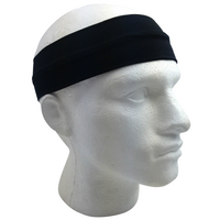 PLAIN HEADBAND Elastic Stretch Sports Yoga Hair Band Unisex 8cm Wide Wrap - Black thumbnail