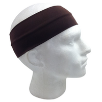 PLAIN HEADBAND Elastic Stretch Sports Yoga Hair Band Unisex 8cm Wide Wrap - Brown thumbnail