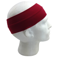 PLAIN HEADBAND Elastic Stretch Sports Yoga Hair Band Unisex 8cm Wide Wrap - Burgundy thumbnail