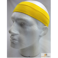 PLAIN HEADBAND Elastic Stretch Sports Yoga Hair Band Unisex 8cm Wide Wrap - Yellow thumbnail