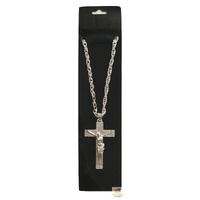Jesus Christ Metal Necklace Chain Pendant Chain Jewellery Crucifix - Silver thumbnail