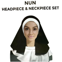 NUN Headpiece & Neckpiece Set Kit Collar Saints Sinners Church Sister Party thumbnail