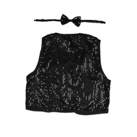 Kids Sequin Vest Bow Tie Set Costume 80s Party Dress Up Waistcoat - Black thumbnail