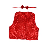 Kids Sequin Vest Bow Tie Set Costume 80s Party Dress Up Waistcoat - Red thumbnail