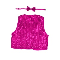 Kids Sequin Vest Bow Tie Set Costume 80s Party Dress Up Waistcoat - Hot Pink thumbnail