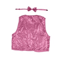 Kids Sequin Vest Bow Tie Set Costume 80s Party Dress Up Waistcoat - Light Pink thumbnail