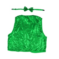 Kids Sequin Vest Bow Tie Set Costume 80s Party Dress Up Waistcoat - Green thumbnail