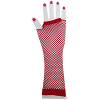 FISHNET GLOVES Fingerless Elbow Length 70s 80s Womens Costume Party Dance - Red - One Size thumbnail