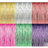 Tinsel Curtain Foil Metallic Fringe Backdrop Party Door Decorations - (200cm x 100cm) - Green thumbnail