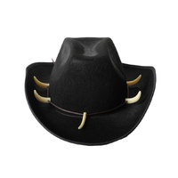Crocodile Dundee-Style Black Cowboy Hat – Adjustable Chin Cord for Outback & Western Themes thumbnail