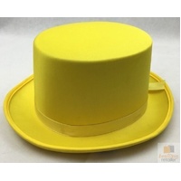 SATIN TOP HAT Costume Party Cap Fancy Dress Trilby Fedora One Size - Yellow thumbnail