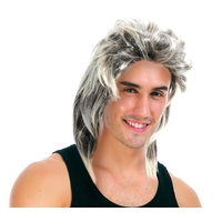 Mullet Wig 80s Party Costume Rock Bogan Punk 70s 90s Hair - Ash Blonde Grey thumbnail