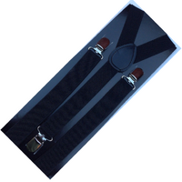 2x Mens Suspenders Braces Adjustable Strong Clip On Elastic Formal Wedding Slim - Black thumbnail