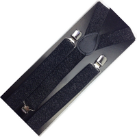2x Mens Suspenders Braces Adjustable Strong Clip On Elastic Formal Wedding Slim - Black (Glitter) thumbnail