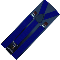 2x Mens Suspenders Braces Adjustable Strong Clip On Elastic Formal Wedding Slim - Blue thumbnail
