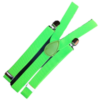 2x Mens Suspenders Braces Adjustable Strong Clip On Elastic Formal Wedding Slim - Fluro Green thumbnail