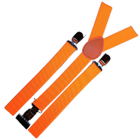 2x Mens Suspenders Braces Adjustable Strong Clip On Elastic Formal Wedding Slim - Fluro Orange thumbnail
