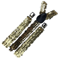 2x Mens Suspenders Braces Adjustable Strong Clip On Elastic Formal Wedding Slim - Gold (Sequin) thumbnail