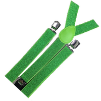 2x Mens Suspenders Braces Adjustable Strong Clip On Elastic Formal Wedding Slim - Green (Glitter) thumbnail