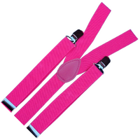 2x Mens Suspenders Braces Adjustable Strong Clip On Elastic Formal Wedding Slim - Pink thumbnail