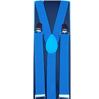 2x Mens Suspenders Braces Adjustable Strong Clip On Elastic Formal Wedding Slim - Sky Blue thumbnail