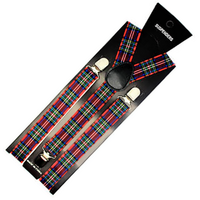 2x Mens Suspenders Braces Adjustable Strong Clip On Elastic Formal Wedding Slim - Tartan 2 thumbnail