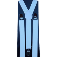 2x Mens Suspenders Braces Adjustable Strong Clip On Elastic Formal Wedding Slim - White thumbnail