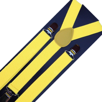 2x Mens Suspenders Braces Adjustable Strong Clip On Elastic Formal Wedding Slim - Yellow thumbnail