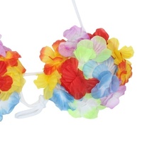 HAWAIIAN BRA Luau Lei Fancy Dress Flower Bikini Top Costume Beach Dance Hula thumbnail