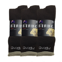3 Pairs MERINO WOOL SOCKS Mens Heavy Duty Premium Thick Work Socks Cushion - Brown - 11-14 thumbnail