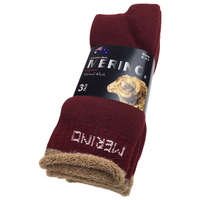 3 Pairs MERINO WOOL SOCKS Mens Heavy Duty Premium Thick Work Socks Cushion - Burgundy - 11-14 thumbnail