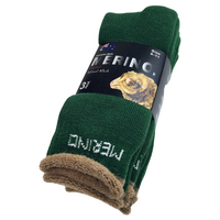 3 Pairs MERINO WOOL SOCKS Mens Heavy Duty Premium Thick Work Socks Cushion - Green - 11-14 thumbnail