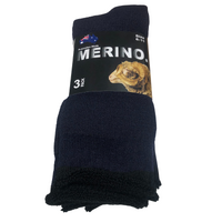 3 Pairs MERINO WOOL SOCKS Mens Heavy Duty Premium Thick Work Socks Cushion - Navy Blue - 11-14 thumbnail