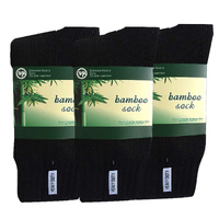 3 Pairs BAMBOO SOCKS Mens Heavy Duty Premium Thick Work Socks Cushion BULK - Black - 11-14 thumbnail