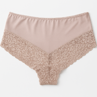 3x Womens Lace Boyshort Boyleg Full Briefs Underwear Undies in Beige - 10 thumbnail