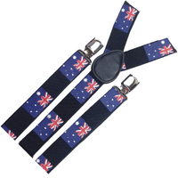 3x Mens Suspenders Braces Adjustable Strong Clip On Elastic Formal Wedding Slim - Australia Flag thumbnail