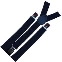 3x Mens Suspenders Braces Adjustable Strong Clip On Elastic Formal Wedding Slim - Black thumbnail