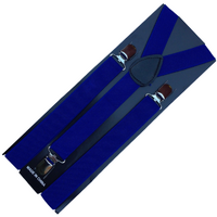 3x Mens Suspenders Braces Adjustable Strong Clip On Elastic Formal Wedding Slim - Blue thumbnail