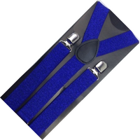 3x Mens Suspenders Braces Adjustable Strong Clip On Elastic Formal Wedding Slim - Blue (Glitter) thumbnail