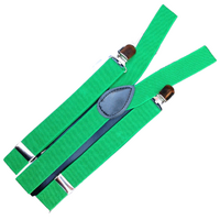 3x Mens Suspenders Braces Adjustable Strong Clip On Elastic Formal Wedding Slim - Dark Green thumbnail
