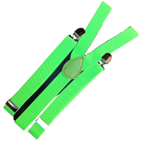 3x Mens Suspenders Braces Adjustable Strong Clip On Elastic Formal Wedding Slim - Fluro Green thumbnail