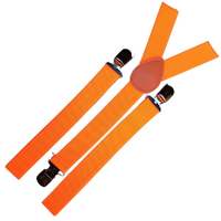 3x Mens Suspenders Braces Adjustable Strong Clip On Elastic Formal Wedding Slim - Fluro Orange thumbnail